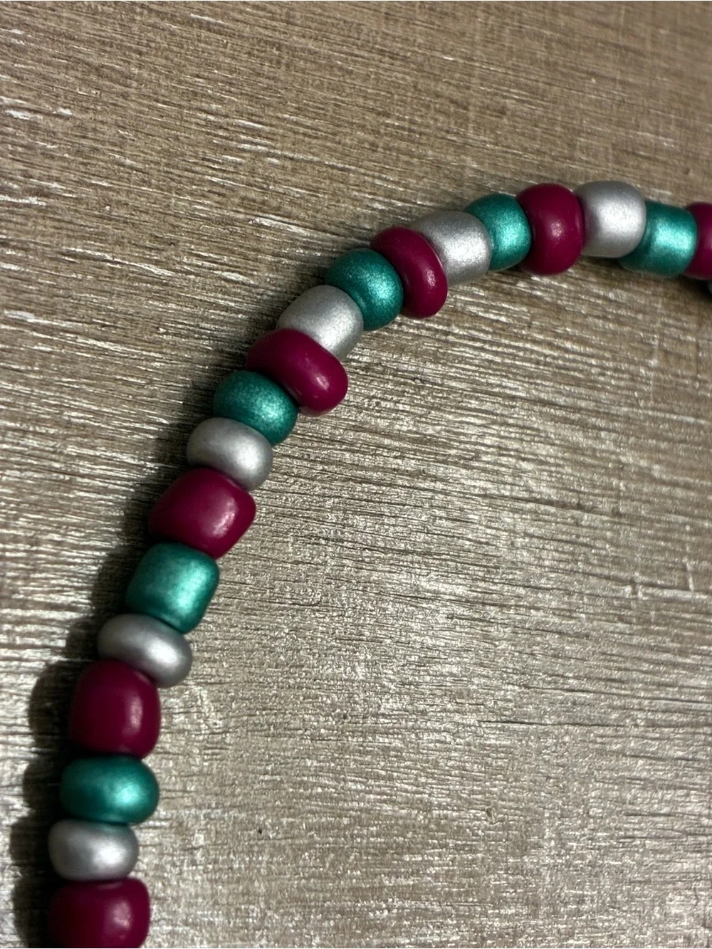 Handmade Pink & Teal Beaded Heart Bracelet